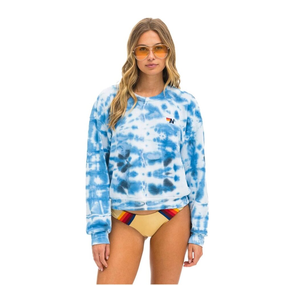 Aviator Nation Blue Tie-Dye Crewneck Sweatshirt